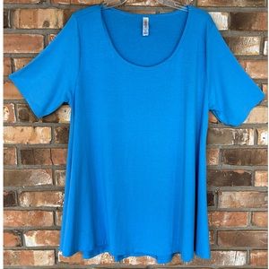 LuLaRoe Simply Comfortable Women’s Blue Tunic Tee Short Sleeve Shirt Size Large